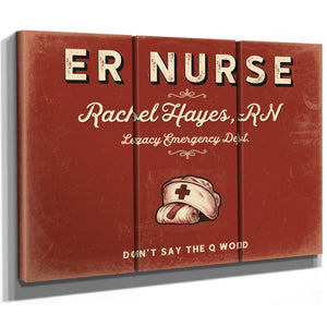 Personalized ER Nurse Sign, Don't Say the Q Word, Brick & Black, image 14