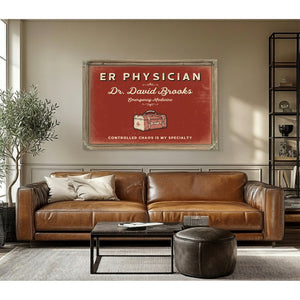 Personalized ER Physician Sign, Controlled Chaos Is My Specialty, Brick & Black, image 3