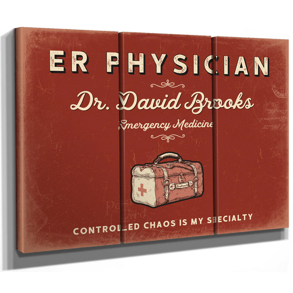 Personalized ER Physician Sign, Controlled Chaos Is My Specialty, Brick & Black, image 14
