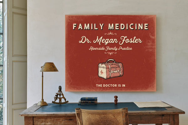 Personalized Family Medicine Sign, The Doctor Is In, Brick & Black, image 2