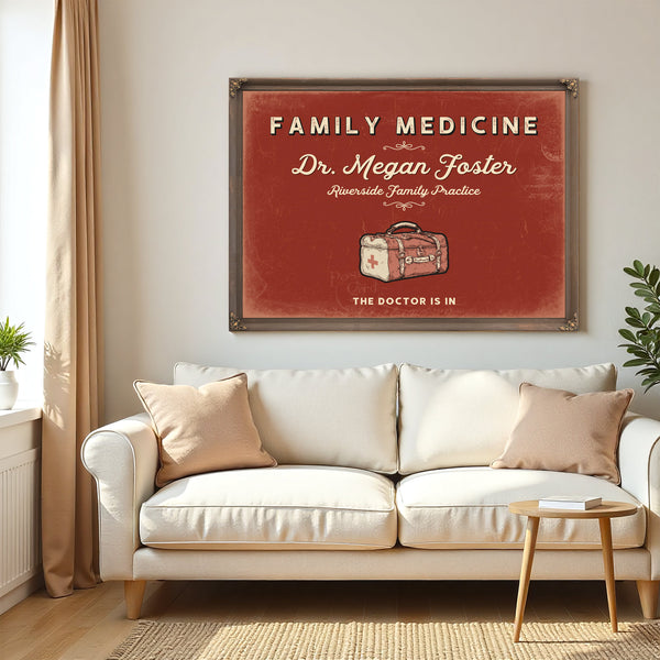 Personalized Family Medicine Sign, The Doctor Is In, Brick & Black, image 5