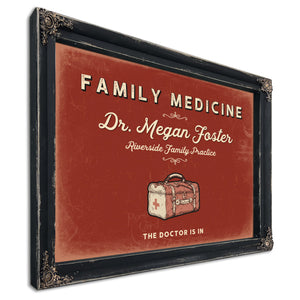 Personalized Family Medicine Sign, The Doctor Is In, Brick & Black, image 1