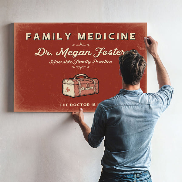 Personalized Family Medicine Sign, The Doctor Is In, Brick & Black, image 9