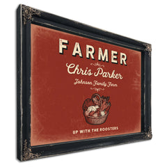 Personalized Farmer Sign, Up With the Roosters, Brick & Black, image 1