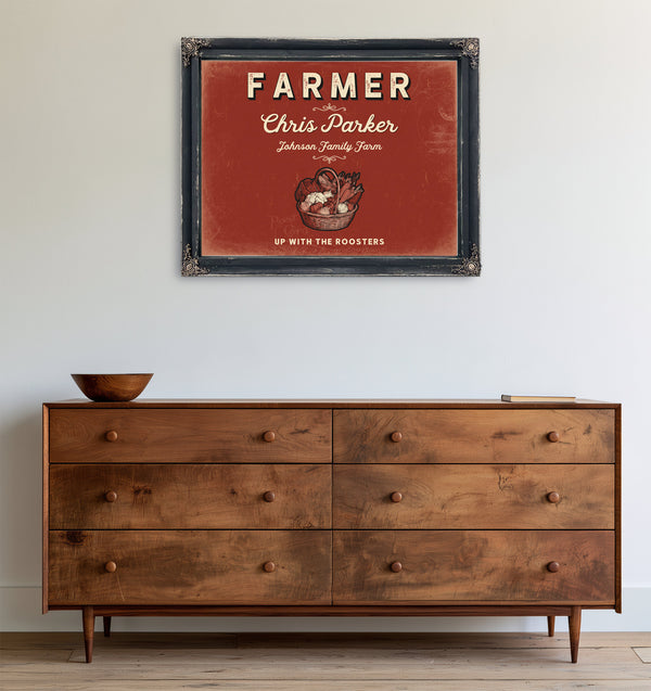 Personalized Farmer Sign, Up With the Roosters, Brick & Black, image 19