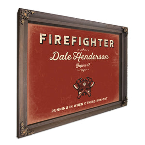 Personalized Firefighter Sign, Running In When Others Run Out, Brick & Black, image 7