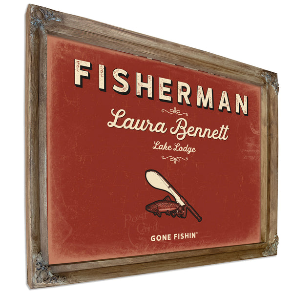 Personalized Fisherman Sign, Gone Fishin', Brick & Black, image 6