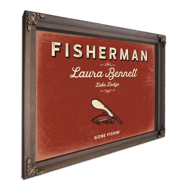 Personalized Fisherman Sign, Gone Fishin', Brick & Black, image 7