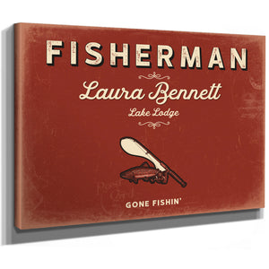 Personalized Fisherman Sign, Gone Fishin', Brick & Black, image 8