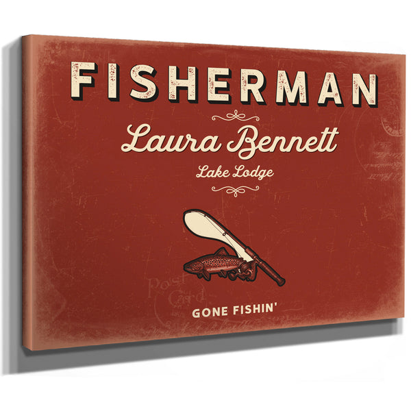 Personalized Fisherman Sign, Gone Fishin', Brick & Black, image 8