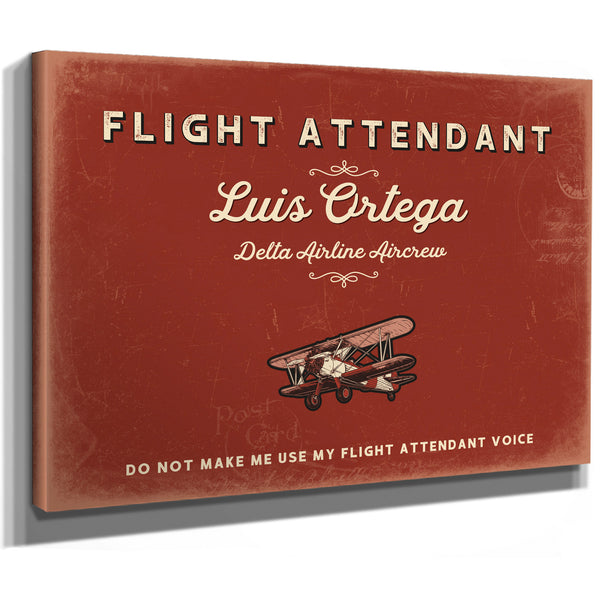 Personalized Flight Attendant Sign, Do Not Make Me Use My Flight Attendant Voice, Brick & Black, image 8