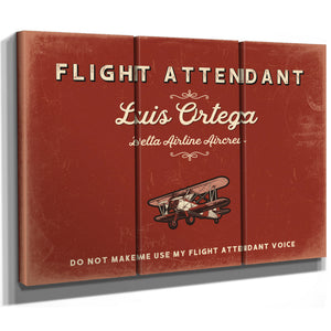 Personalized Flight Attendant Sign, Do Not Make Me Use My Flight Attendant Voice, Brick & Black, image 14