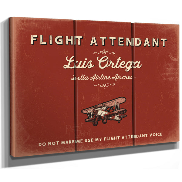 Personalized Flight Attendant Sign, Do Not Make Me Use My Flight Attendant Voice, Brick & Black, image 14