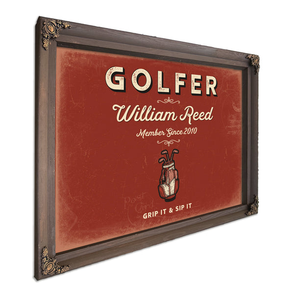 Personalized Golfer Sign, Grip It & Sip It, Brick & Black, image 7