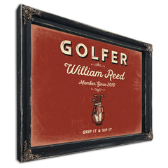 Personalized Golfer Sign, Grip It & Sip It, Brick & Black, image 1