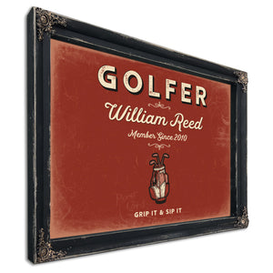Personalized Golfer Sign, Grip It & Sip It, Brick & Black, image 1