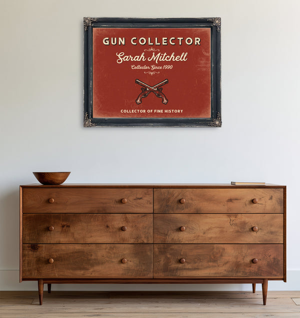 Personalized Gun Collector Sign, Collector of Fine History, Brick & Black, image 19