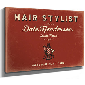 Personalized Hair Stylist Sign, Good Hair Don't Care, Brick & Black, image 8
