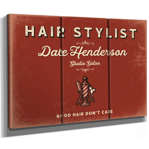 Personalized Hair Stylist Sign, Good Hair Don't Care, Brick & Black, image 14