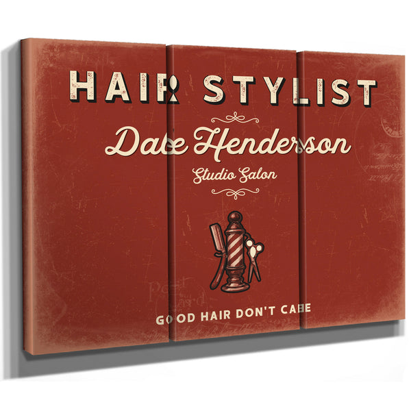 Personalized Hair Stylist Sign, Good Hair Don't Care, Brick & Black, image 14
