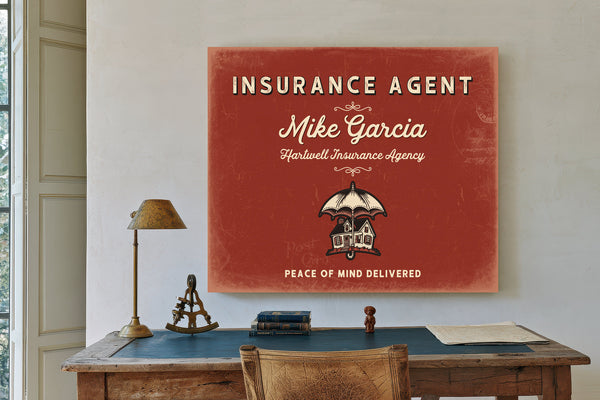 Personalized Insurance Agent Sign, Peace of Mind Delivered, Brick & Black, image 2