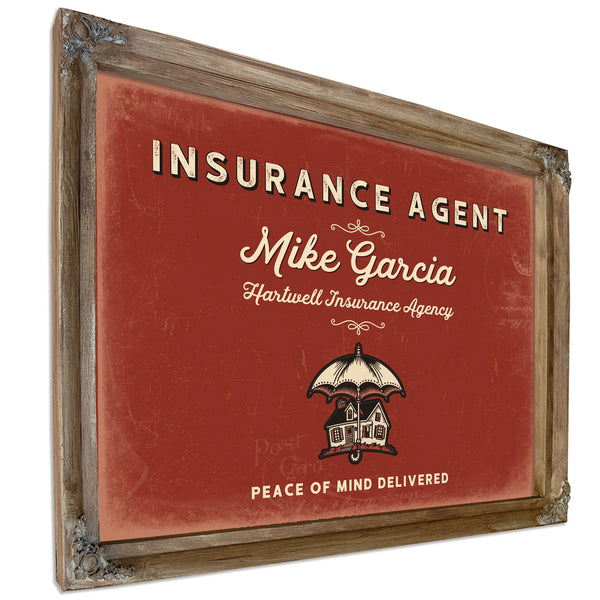Personalized Insurance Agent Sign, Peace of Mind Delivered, Brick & Black, image 6