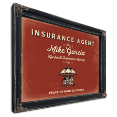 Personalized Insurance Agent Sign, Peace of Mind Delivered, Brick & Black, image 1