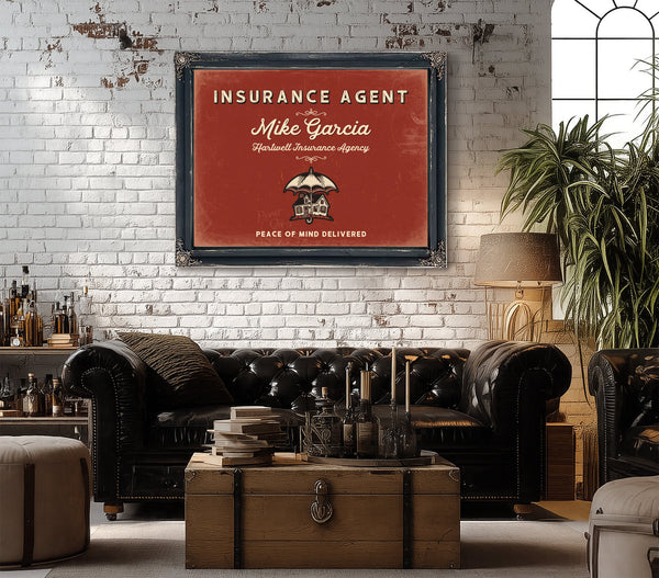 Personalized Insurance Agent Sign, Peace of Mind Delivered, Brick & Black, image 18