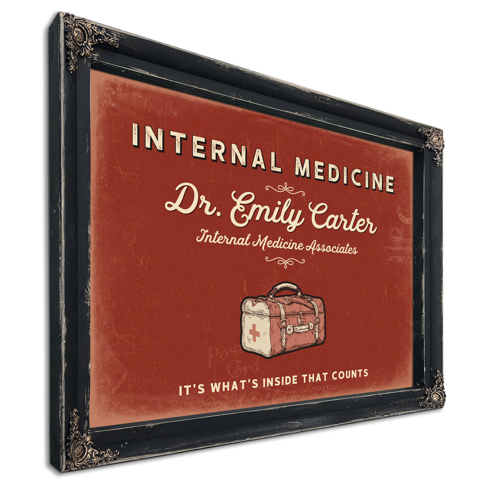 Personalized Internal Medicine Sign, It's What's Inside That Counts, Brick & Black, image 1