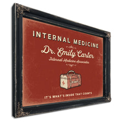 Personalized Internal Medicine Sign, It's What's Inside That Counts, Brick & Black, image 1