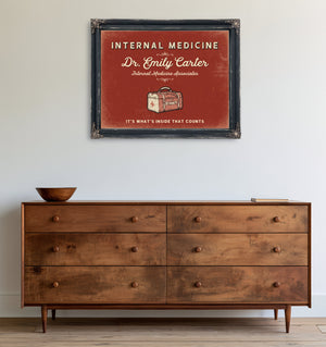 Personalized Internal Medicine Sign, It's What's Inside That Counts, Brick & Black, image 19
