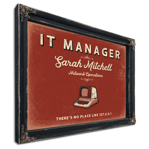 Personalized IT Manager Sign, There's No Place Like 127.0.0.1, Brick & Black, image 1