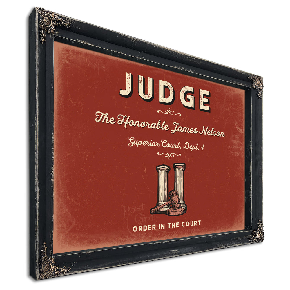 Personalized Judge Sign, Order in the Court, Brick & Black, image 1