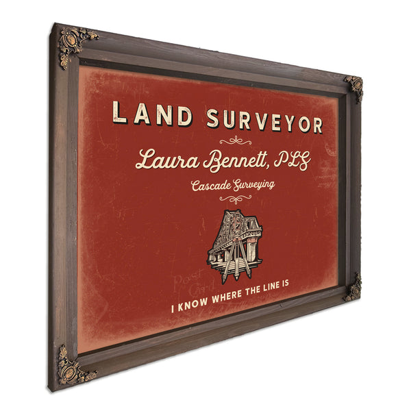 Personalized Land Surveyor Sign, I Know Where the Line Is, Brick & Black, image 7