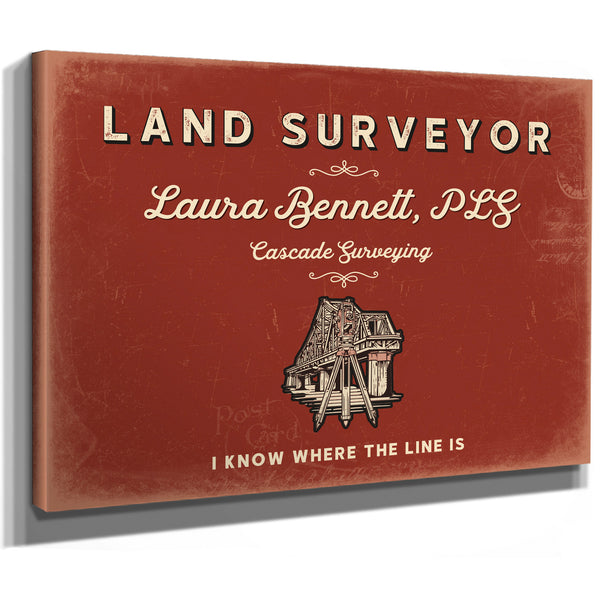 Personalized Land Surveyor Sign, I Know Where the Line Is, Brick & Black, image 8