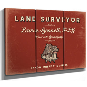 Personalized Land Surveyor Sign, I Know Where the Line Is, Brick & Black, image 14