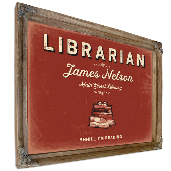 Personalized Librarian Sign, Shhh... I'm Reading, Brick & Black, image 6