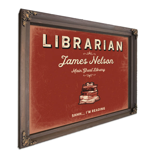 Personalized Librarian Sign, Shhh... I'm Reading, Brick & Black, image 7