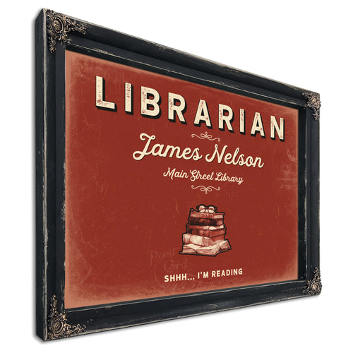 Personalized Librarian Sign, Shhh... I'm Reading, Brick & Black, image 1