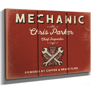 Personalized Mechanic Sign, Powered by Coffee & Brake Fluid, Brick & Black, image 14