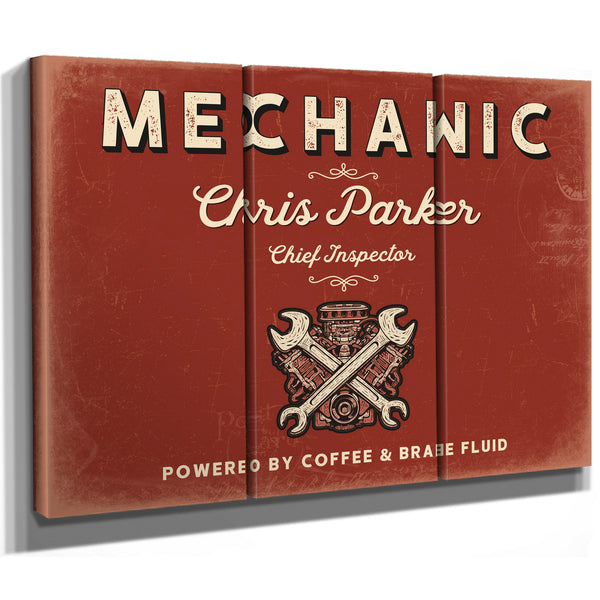Personalized Mechanic Sign, Powered by Coffee & Brake Fluid, Brick & Black, image 14