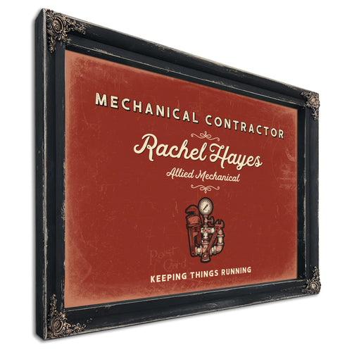 Personalized Mechanical Contractor Sign, Keeping Things Running, Brick & Black, image 1
