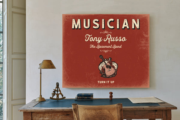 Personalized Musician Sign, Turn It Up, Brick & Black, image 2