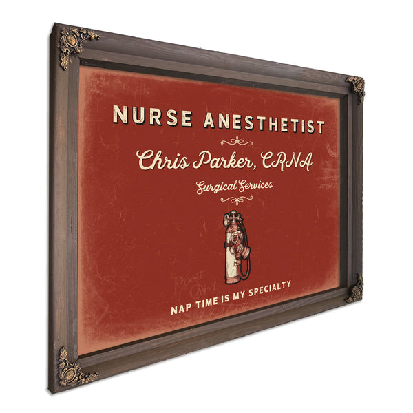 Personalized Nurse Anesthetist Sign, Nap Time Is My Specialty, Brick & Black, image 7