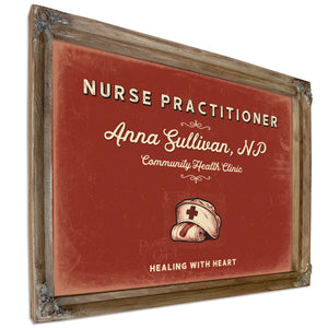 Personalized Nurse Practitioner Sign, Healing With Heart, Brick & Black, image 6