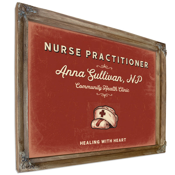 Personalized Nurse Practitioner Sign, Healing With Heart, Brick & Black, image 6