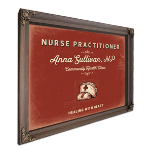 Personalized Nurse Practitioner Sign, Healing With Heart, Brick & Black, image 7