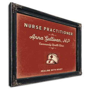Personalized Nurse Practitioner Sign, Healing With Heart, Brick & Black, image 1