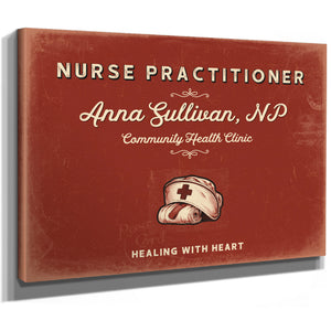 Personalized Nurse Practitioner Sign, Healing With Heart, Brick & Black, image 8