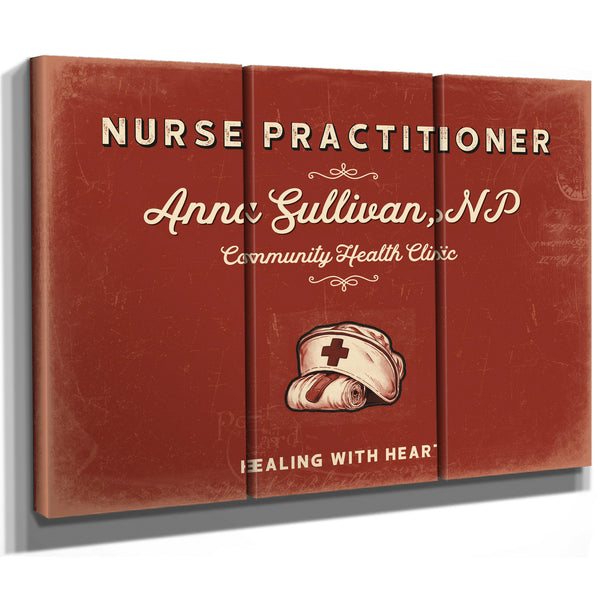 Personalized Nurse Practitioner Sign, Healing With Heart, Brick & Black, image 14